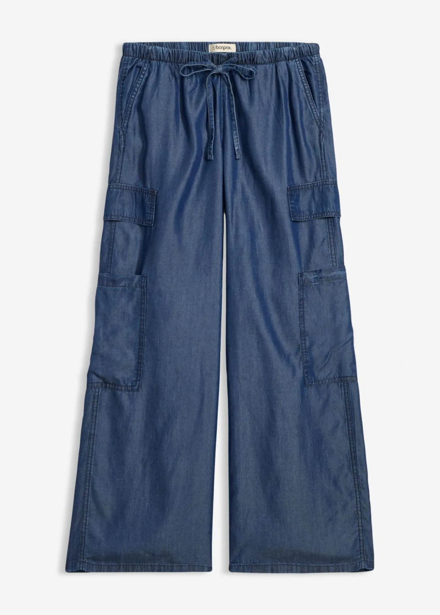 bonprix bonprix Pantalón ancho sin cierre de lyocell fluido denim oscuro Outlet