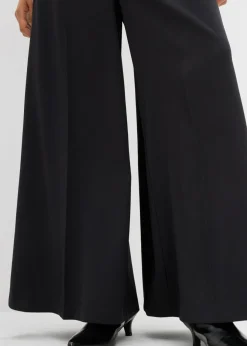 bonprix bonprix Pantalón ancho y fluido con cinturilla cómoda Negro Discount