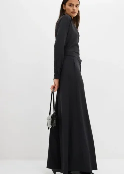 bonprix bonprix Pantalón ancho y fluido con cinturilla cómoda Negro Discount