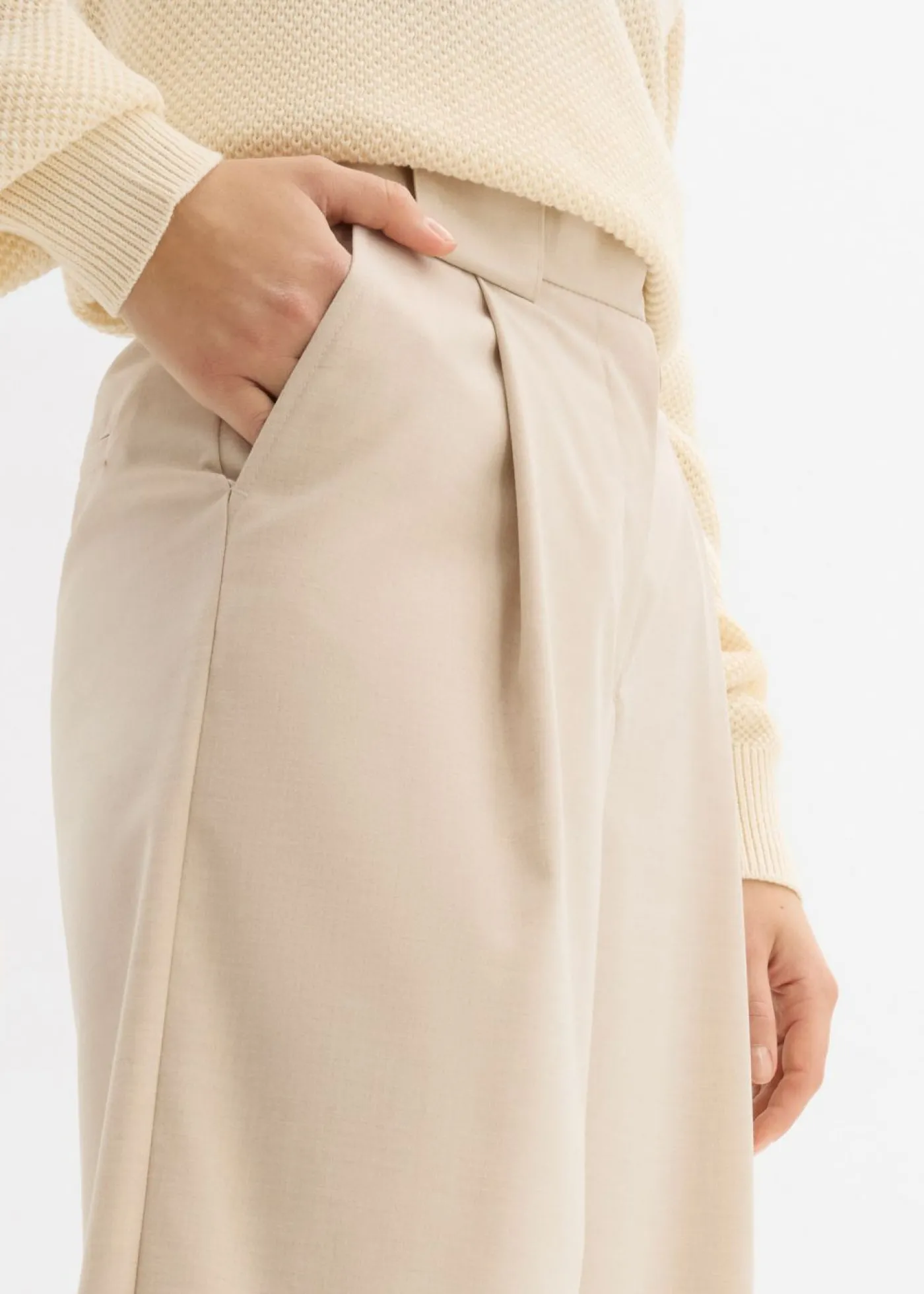 bonprix bonprix Pantalón barrel con cintura alta arena claro moteado Best
