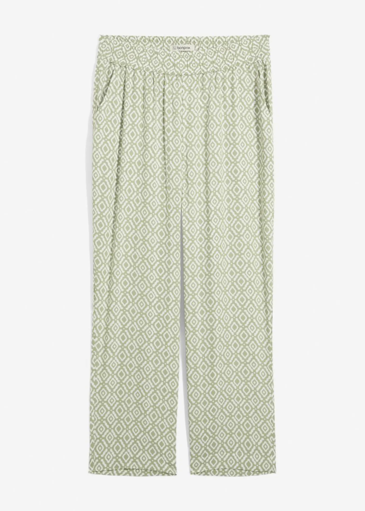 bonprix bonprix Pantalón bombacho de viscosa verde alga-blanco lana Clearance