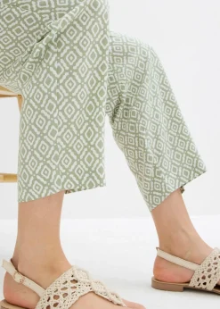 bonprix bonprix Pantalón bombacho de viscosa verde alga-blanco lana Clearance