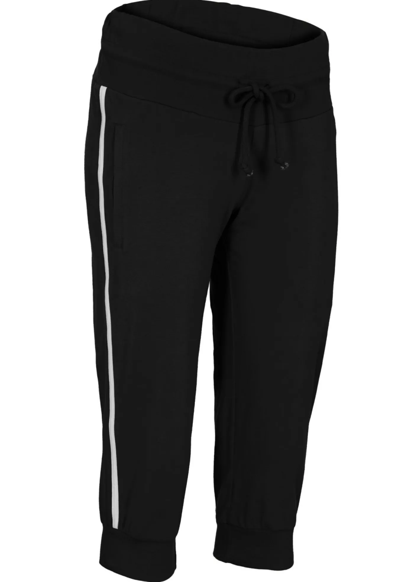 bonprix bonprix Pantalón bombacho elástico y deportivo de largo 3/4 Negro Hot