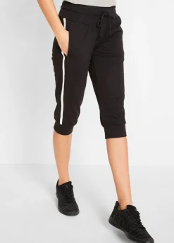 bonprix bonprix Pantalón bombacho elástico y deportivo de largo 3/4 Negro Hot