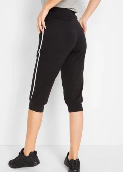 bonprix bonprix Pantalón bombacho elástico y deportivo de largo 3/4 Negro Hot