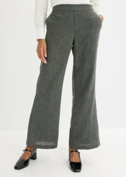 bonprix bonprix Pantalón bootcut de estilo tweed Negro-blanco lana moteado Online