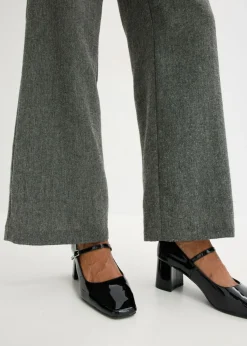 bonprix bonprix Pantalón bootcut de estilo tweed Negro-blanco lana moteado Online