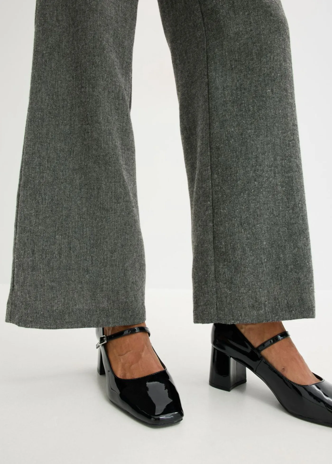 bonprix bonprix Pantalón bootcut de estilo tweed Negro-blanco lana moteado Online