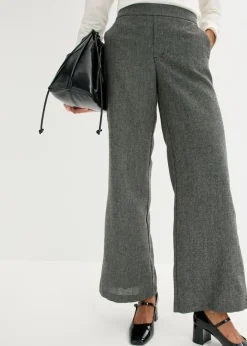 bonprix bonprix Pantalón bootcut de estilo tweed Negro-blanco lana moteado Online