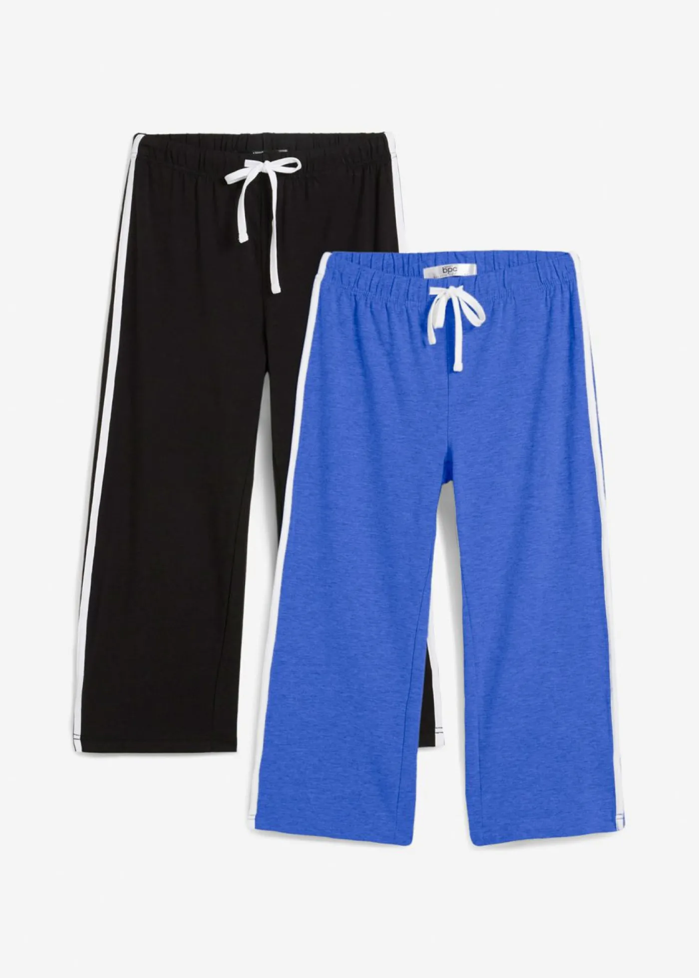 bonprix bonprix Pantalón capri de algodón con elástico (2 unidades) Azul zafiro-negro Sale