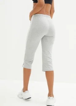 bonprix bonprix Pantalón capri de algodón con elástico (2 unidades) negro-gris claro jaspeado-blanco con rayas Hot