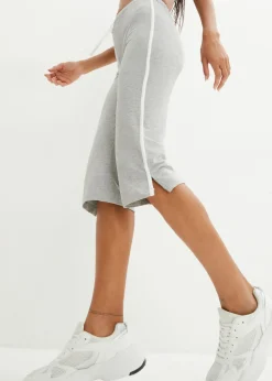 bonprix bonprix Pantalón capri de algodón con elástico (2 unidades) negro-gris claro jaspeado-blanco con rayas Hot