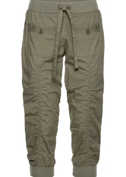 bonprix bonprix Pantalón capri de algodón puro Verde oliva