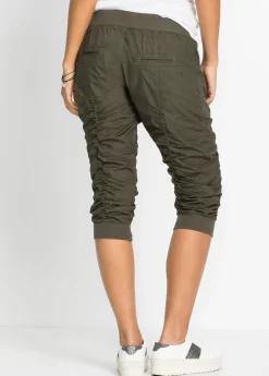 bonprix bonprix Pantalón capri de algodón puro Verde oliva