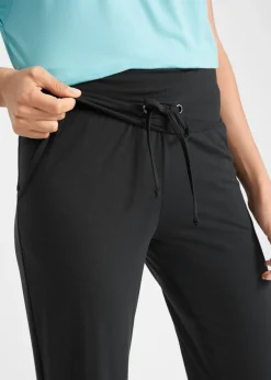 bonprix bonprix Pantalón capri de mezcla de viscosa con fruncido Negro Discount