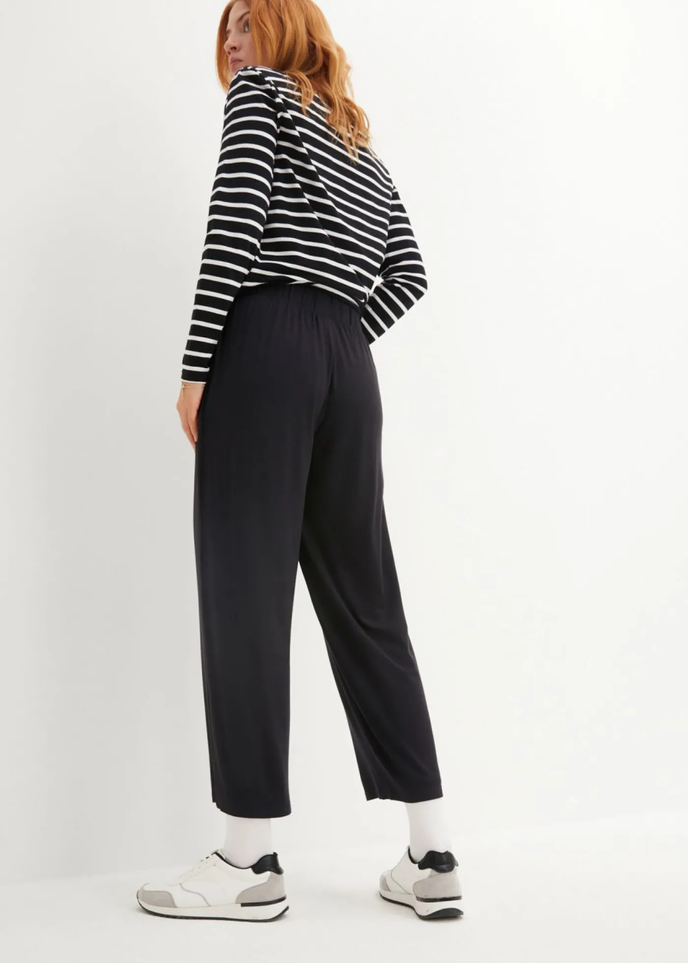 bonprix bonprix Pantalón capri de talle alto (2 unidades) Negro-negro