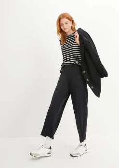 bonprix bonprix Pantalón capri de talle alto (2 unidades) Negro-negro
