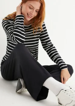 bonprix bonprix Pantalón capri de talle alto (2 unidades) Negro-negro