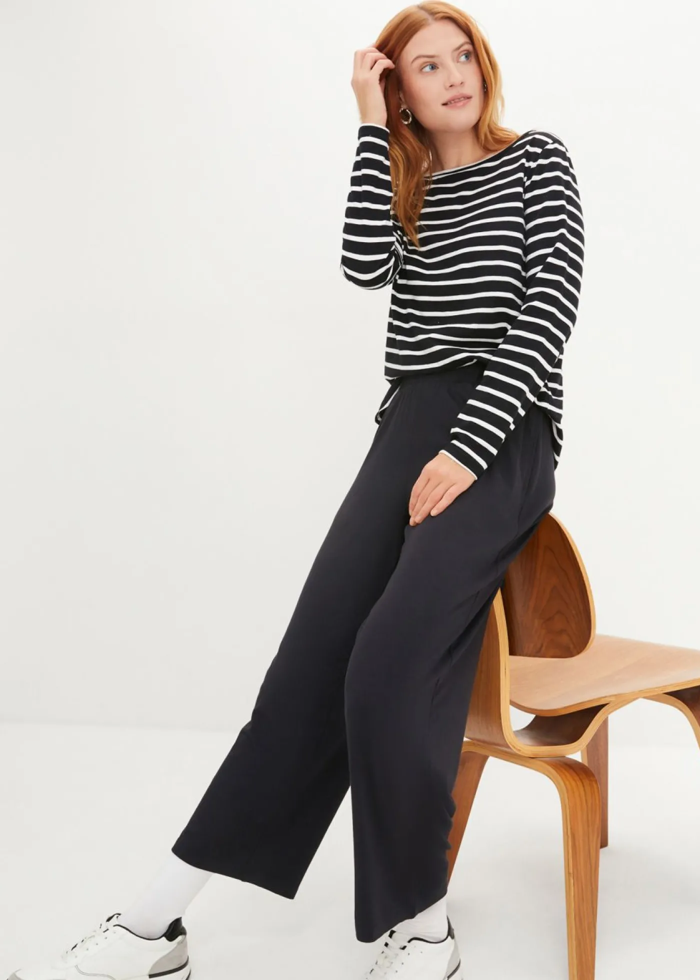 bonprix bonprix Pantalón capri de talle alto (2 unidades) Negro-negro