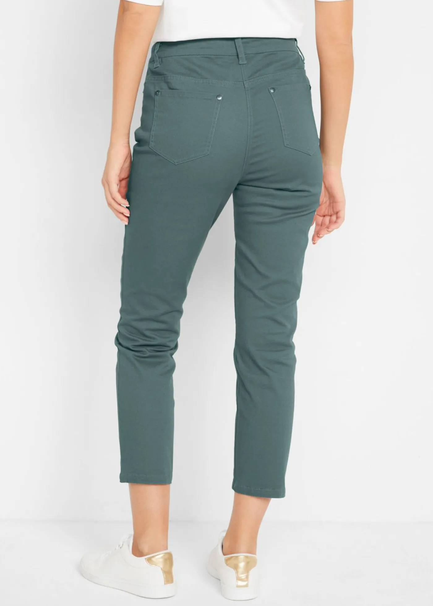 bonprix bonprix Pantalón capri de tiro alto Verde eucalipto Clearance