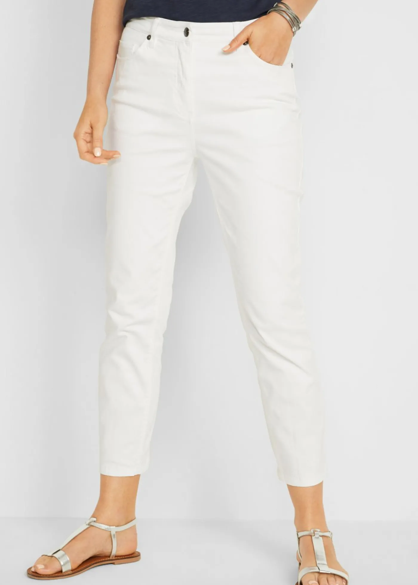 bonprix bonprix Pantalón capri de tiro alto Blanco