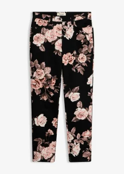 bonprix bonprix Pantalón capri elástico de algodón negro - rosa pálido