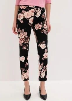 bonprix bonprix Pantalón capri elástico de algodón negro - rosa pálido