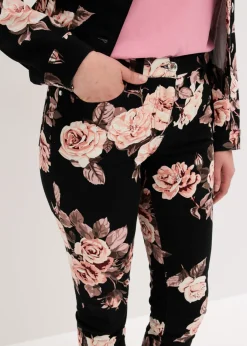 bonprix bonprix Pantalón capri elástico de algodón negro - rosa pálido