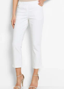 bonprix bonprix Pantalón capri sin cierre con elástico Blanco Discount