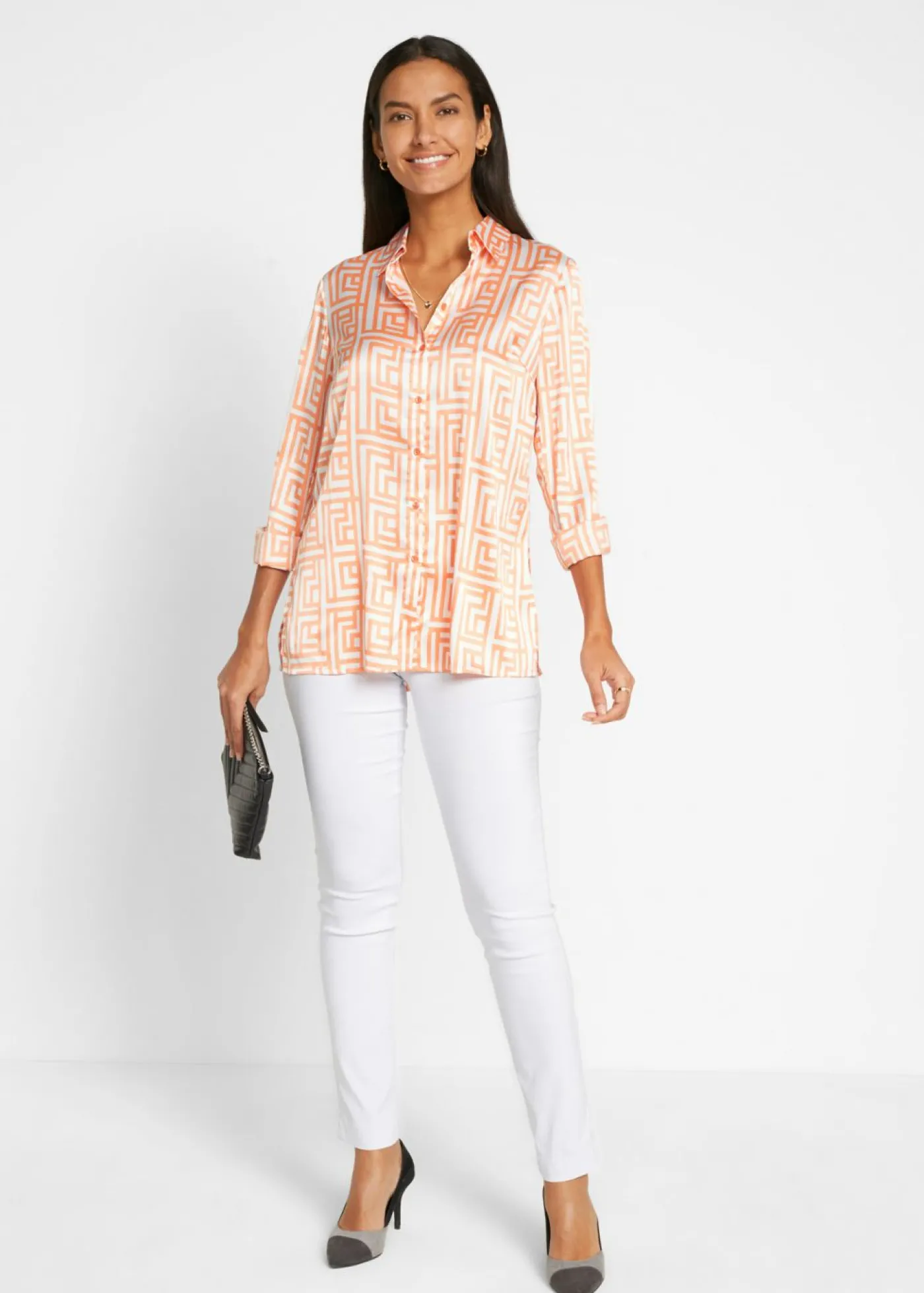 bonprix bonprix Pantalón capri sin cierre con elástico Blanco Discount