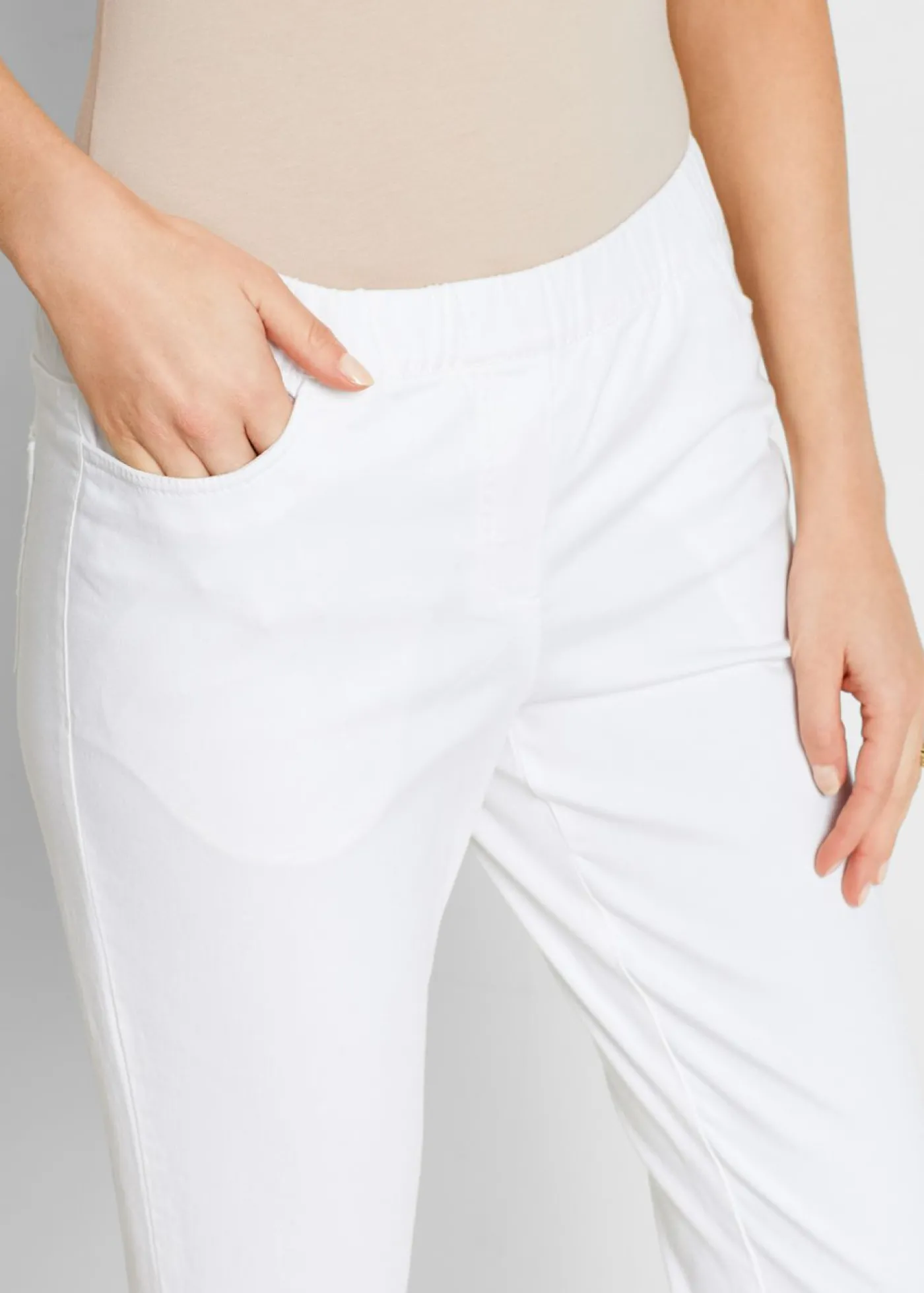 bonprix bonprix Pantalón capri sin cierre con elástico Blanco Discount