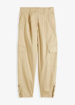 bonprix bonprix Pantalón cargo de algodón elástico Beige verdoso Outlet