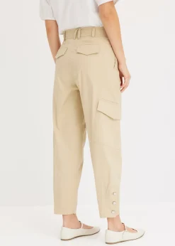 bonprix bonprix Pantalón cargo de algodón elástico Beige verdoso Outlet