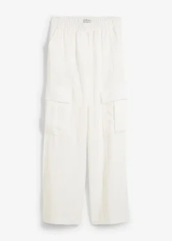 bonprix bonprix Pantalón cargo de mezcla de lyocell fluido Blanco lana New