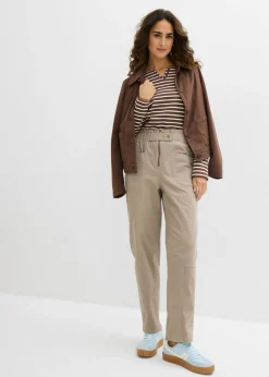 bonprix bonprix Pantalón cargo de sarga Marrón grisáceo Outlet