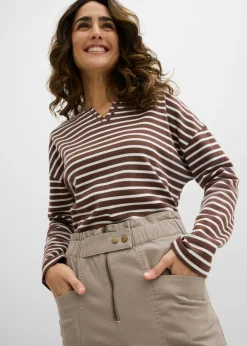 bonprix bonprix Pantalón cargo de sarga Marrón grisáceo Outlet