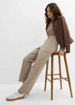 bonprix bonprix Pantalón cargo de sarga Marrón grisáceo Outlet
