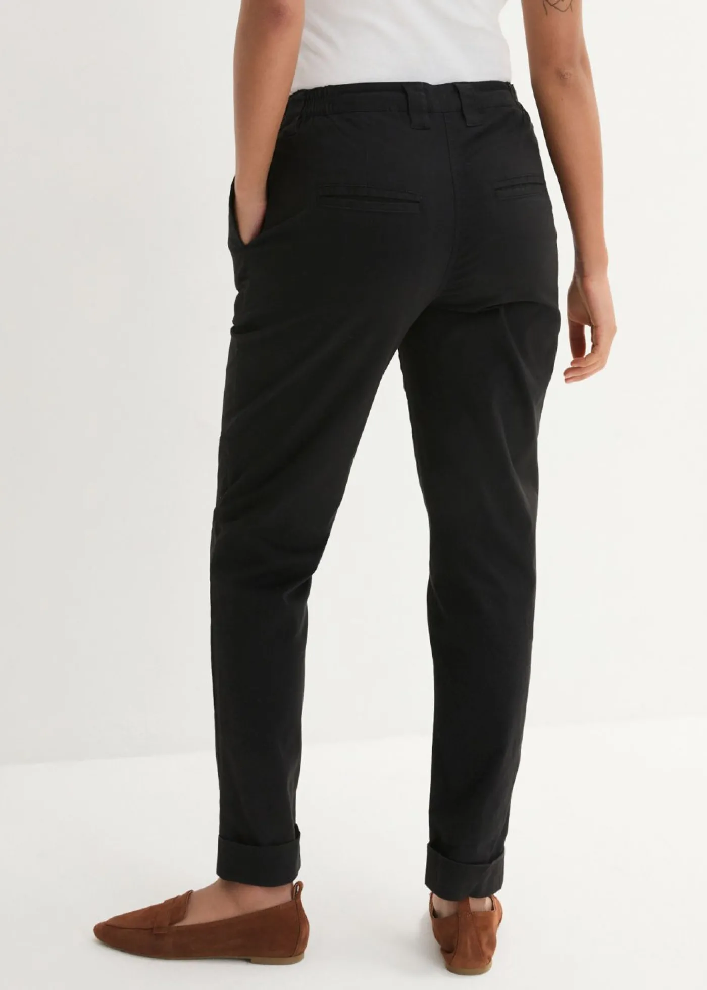 bonprix bonprix Pantalón chino de algodón hasta el tobillo Negro Outlet