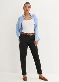 bonprix bonprix Pantalón chino de algodón hasta el tobillo Negro Outlet