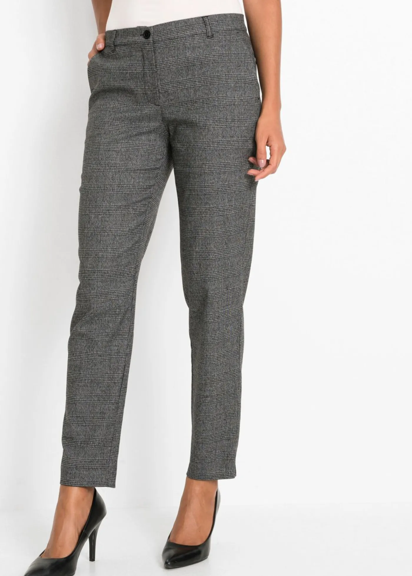 bonprix bonprix Pantalón chino de cuadros Negro-blanco de cuadros Sale