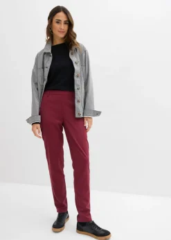 bonprix bonprix Pantalón chino de mezcla de viscosa rojo avellana Outlet