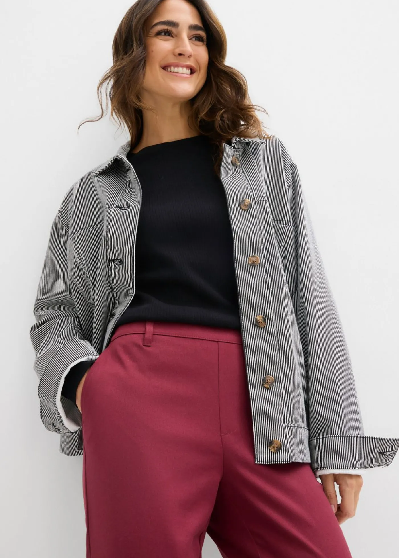 bonprix bonprix Pantalón chino de mezcla de viscosa rojo avellana Outlet