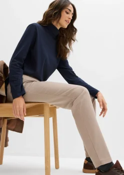 bonprix bonprix Pantalón chino de mezcla de viscosa Marrón grisáceo