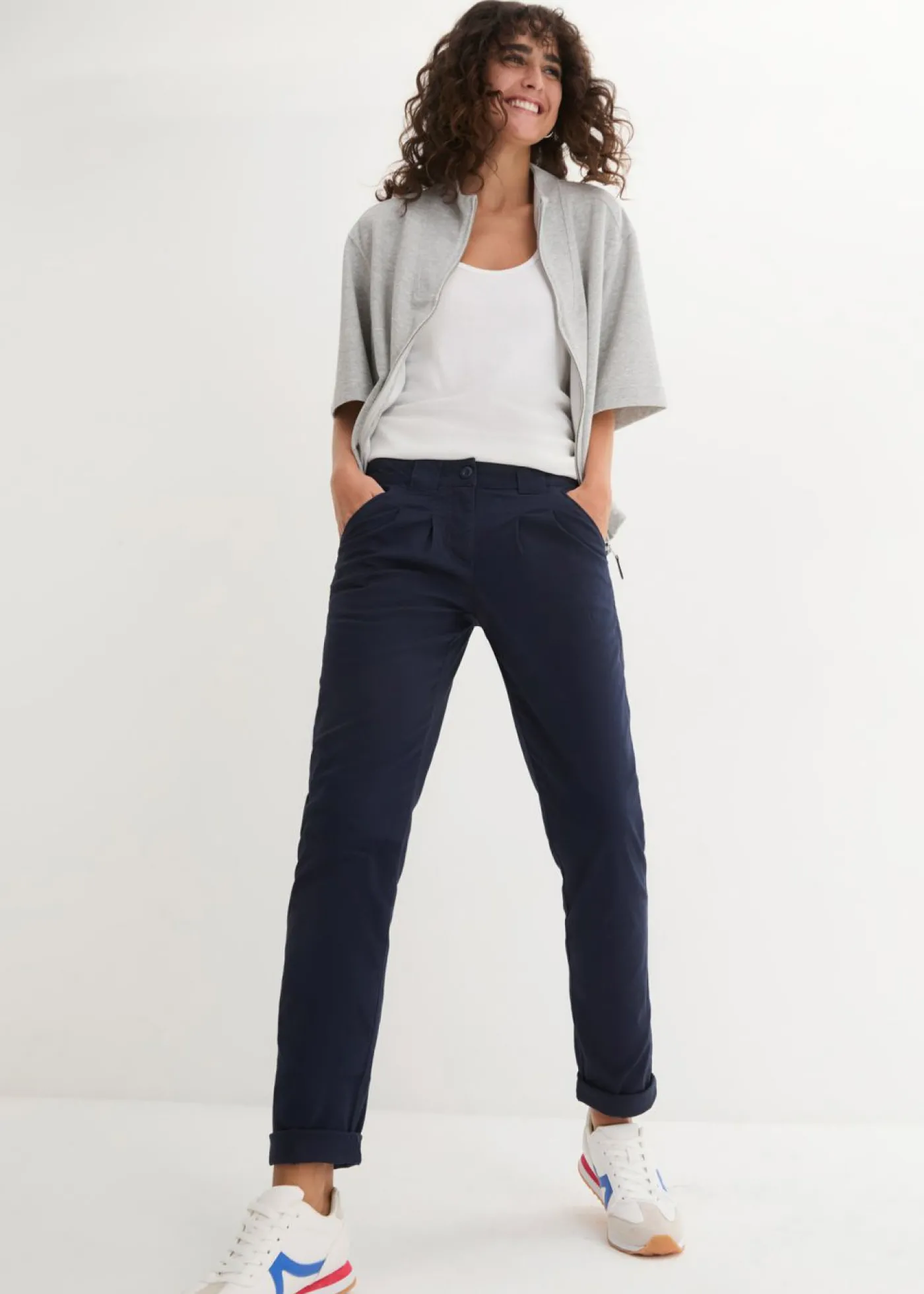 bonprix bonprix Pantalón chino elástico Azul marino Online