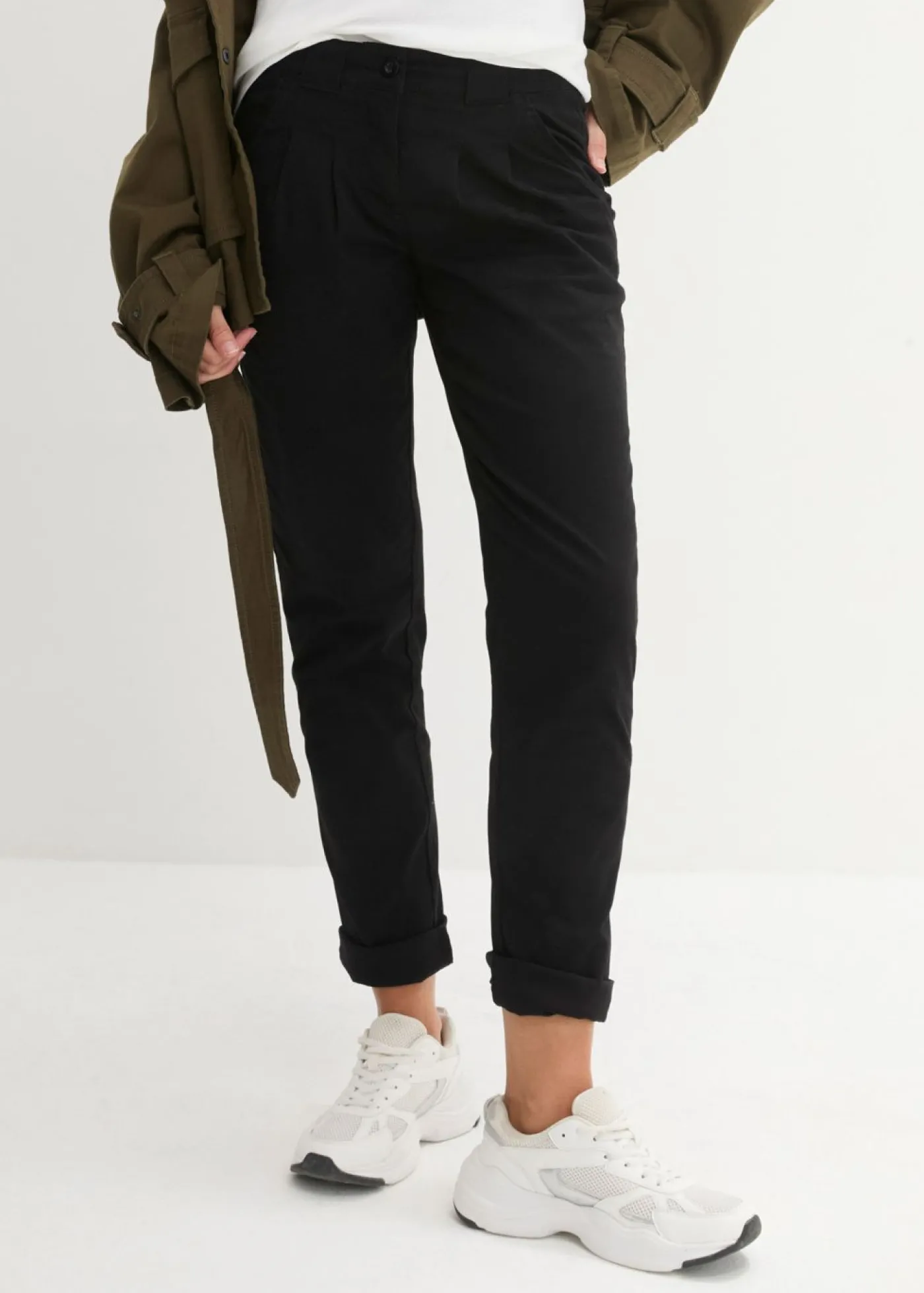 bonprix bonprix Pantalón chino elástico Negro Sale