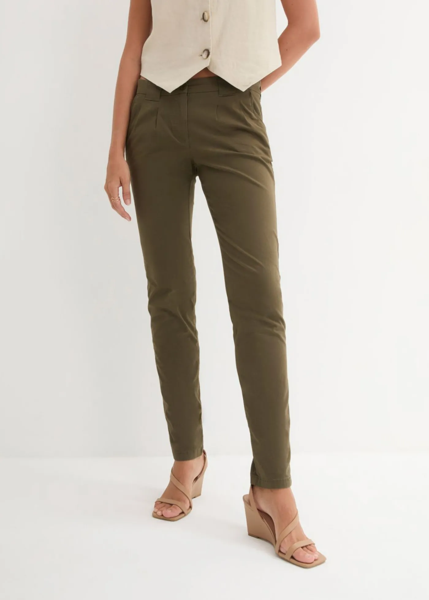bonprix bonprix Pantalón chino elástico Oliva Discount
