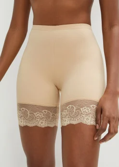 bonprix bonprix Pantalón ciclista antirrozaduras de poliamida con piernas de encaje Beige claro Sale
