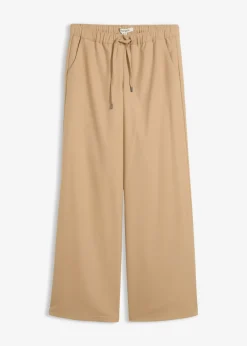 bonprix bonprix Pantalón con aspecto de lana y cinturilla cómoda Caqui claro Sale
