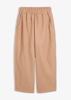 bonprix bonprix Pantalón con aspecto de lana y corte barrel marrón moteado Sale