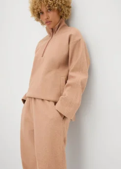 bonprix bonprix Pantalón con aspecto de lana y corte barrel marrón moteado Sale